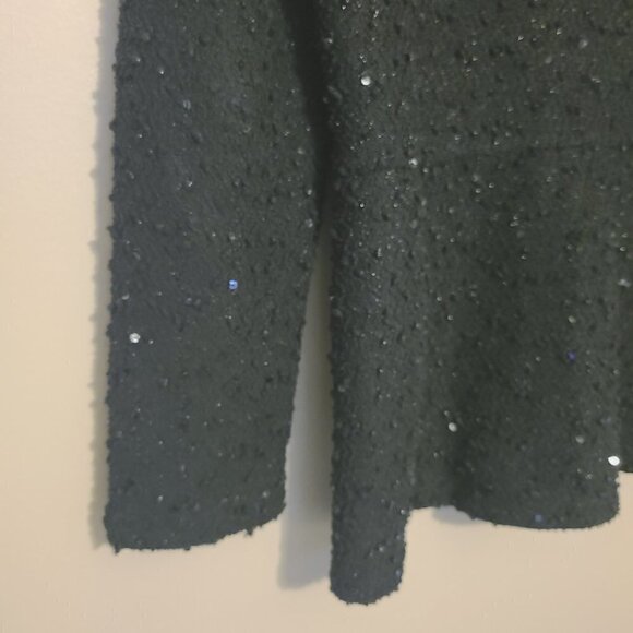 Max Jeans | Women's Black Sequin Full Zipper Shacket (Size Medium) - Picture 10 of 11